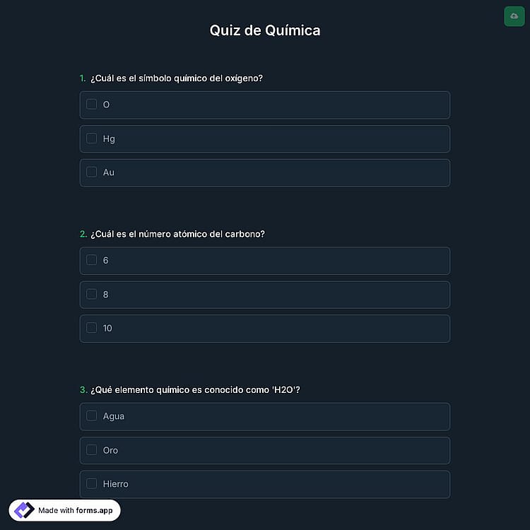 Quiz de Química