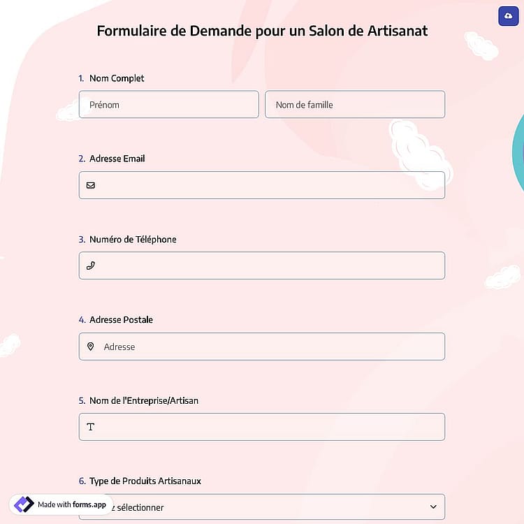 Formulaire d'inscription pour foire artisanale