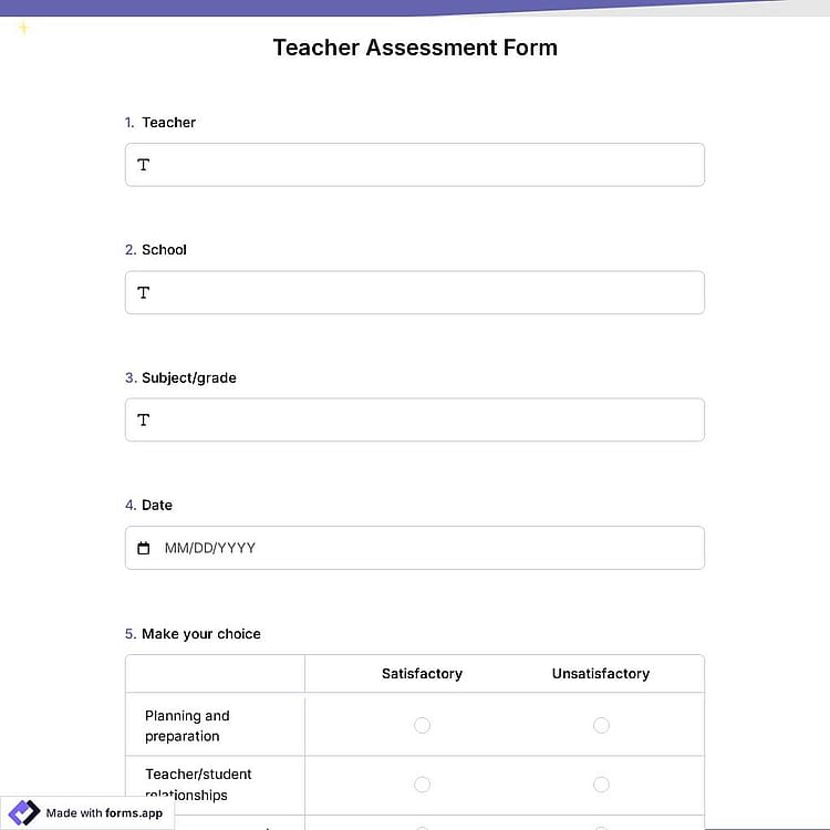 Teacher Assessment Form