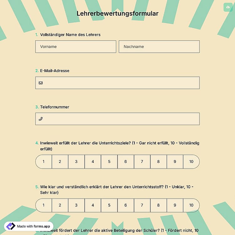 Lehrerbewertungsformular