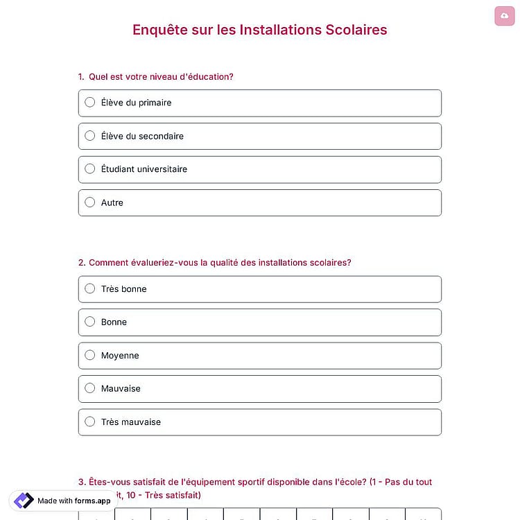 Enquête sur les Installations Scolaires
