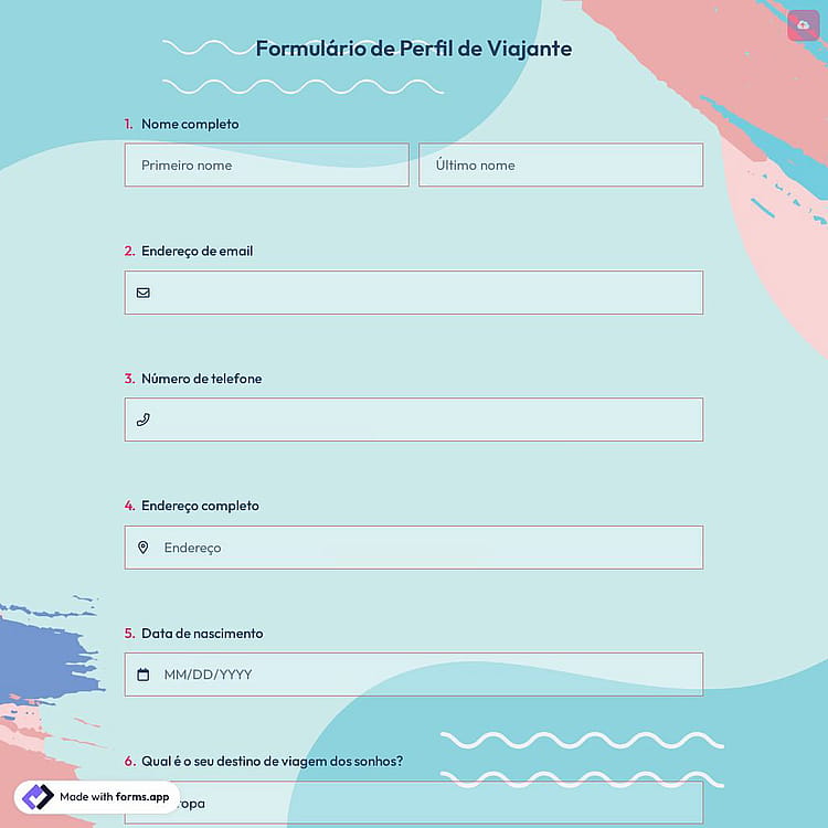 Formulário de Perfil de Viajante