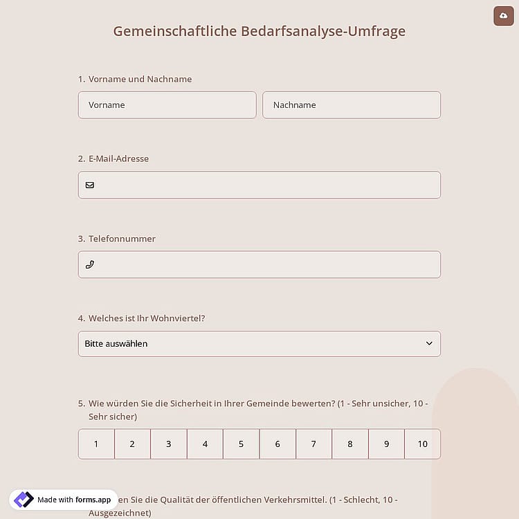 Gemeinschaftliche Bedarfsanalyse-Umfrage