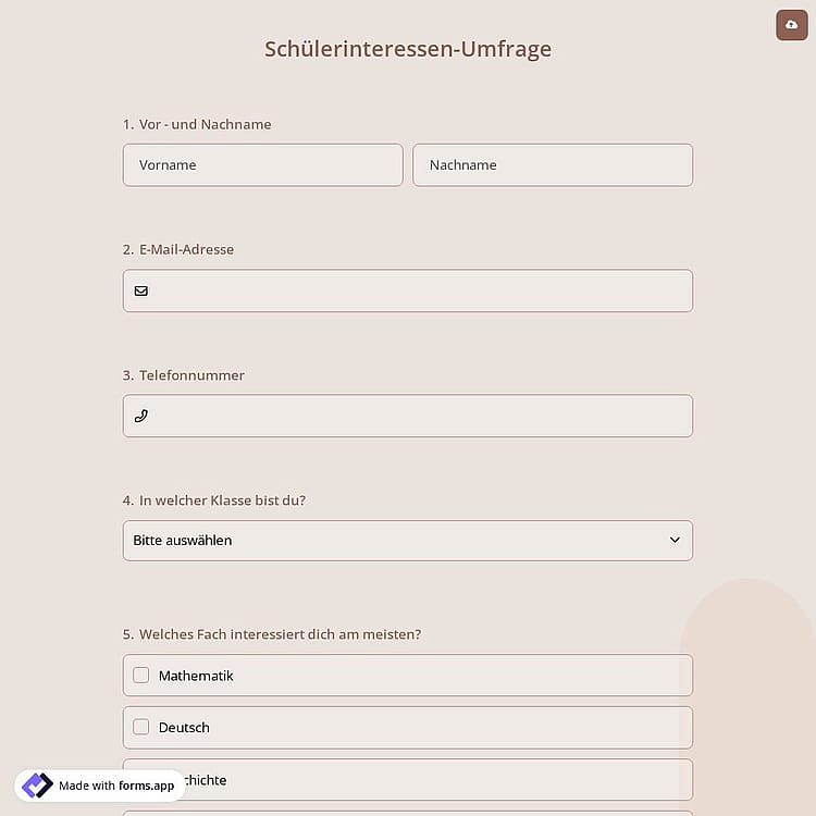 Schülerinteressen-Umfrage