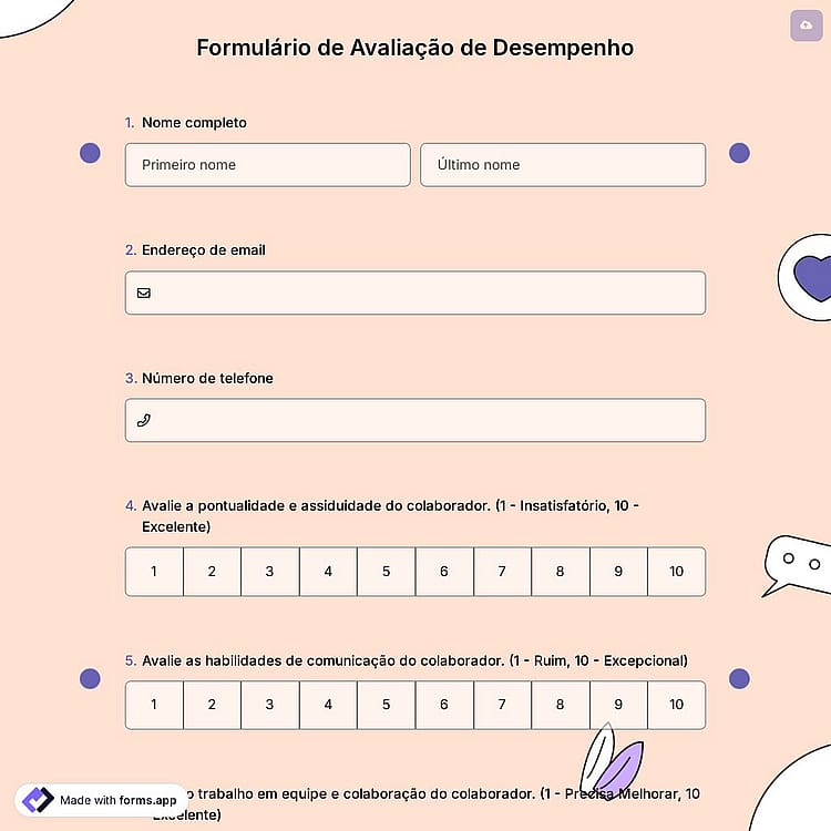 Formulário de Analise de Desempenho