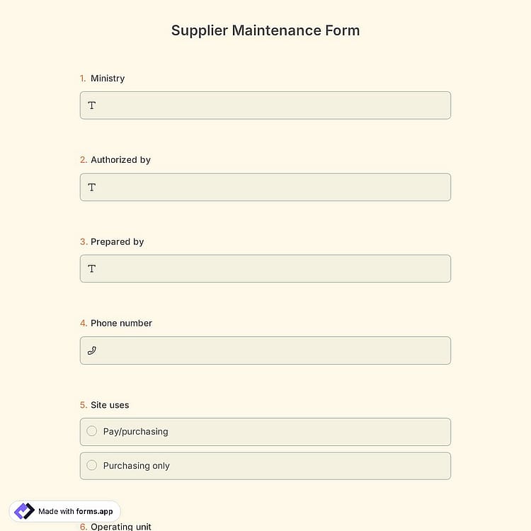 Supplier Maintenance Form