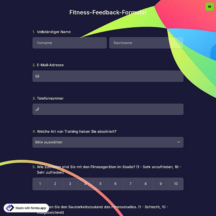 Fitness-Feedback-Formular