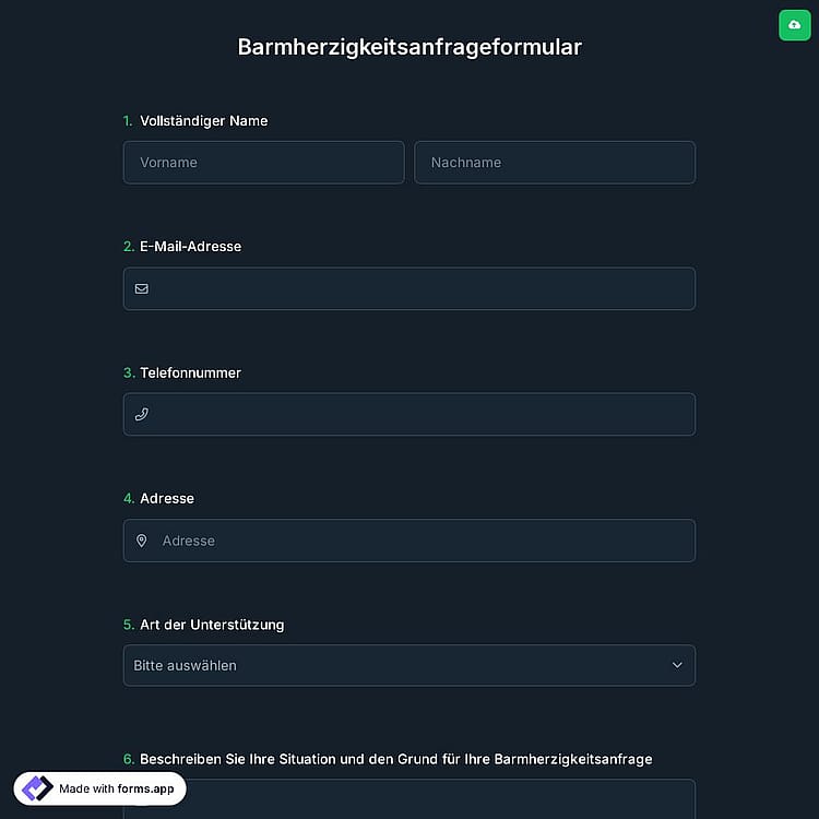 Barmherzigkeitsanfrageformular