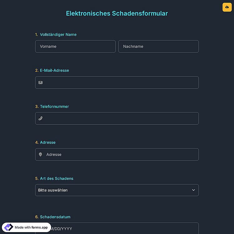 Elektronisches Schadensformular