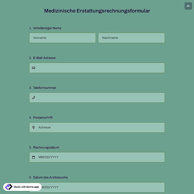 Medizinische Erstattungsrechnungsformular