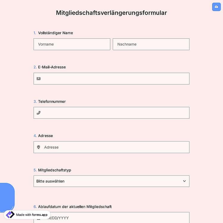 Mitgliedschaftsverlängerungsformular