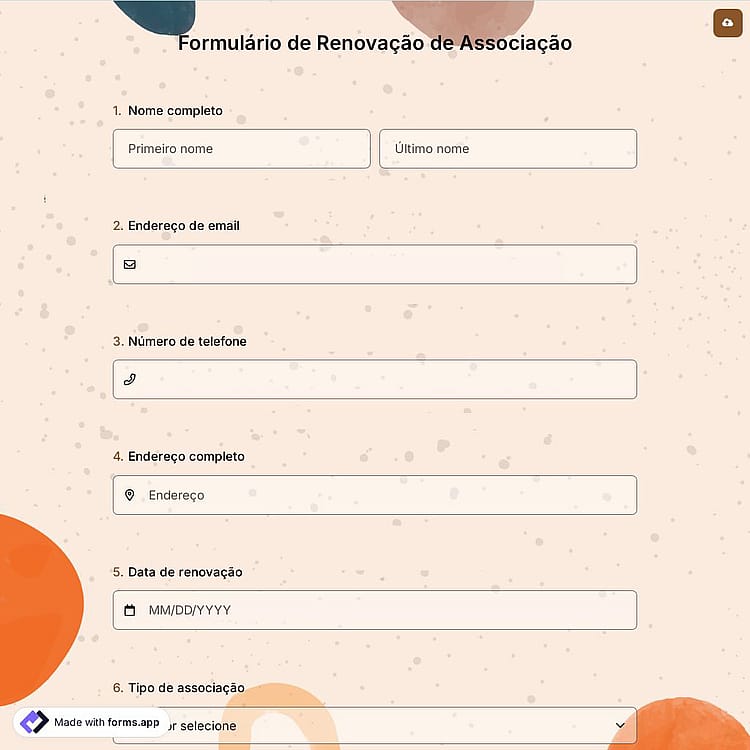 Formulário de Renovação de Associação