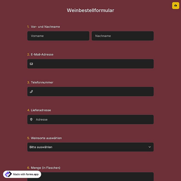 Weinbestellformular