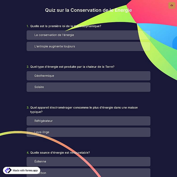 Quiz sur la Conservation de le Energie