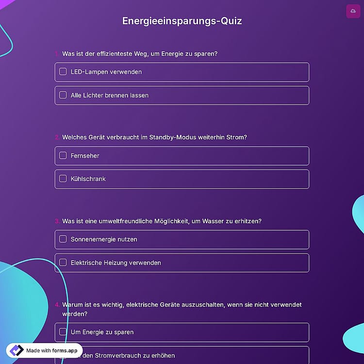 Energieeinsparungs-Quiz