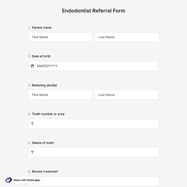 Endodontist Referral Form