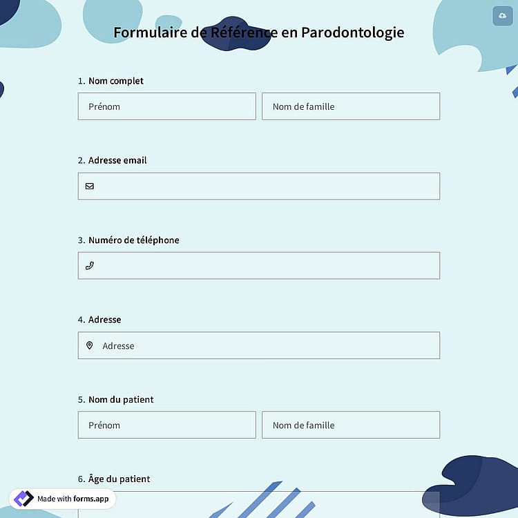 Formulaire de Référence en Parodontologie