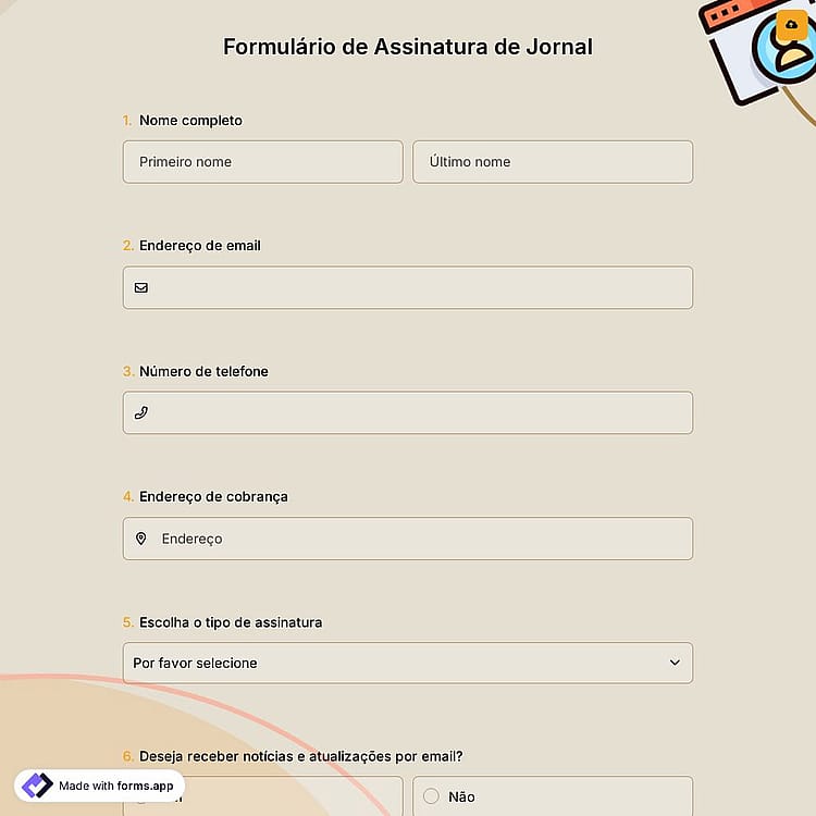Formulário de Assinatura de Jornal