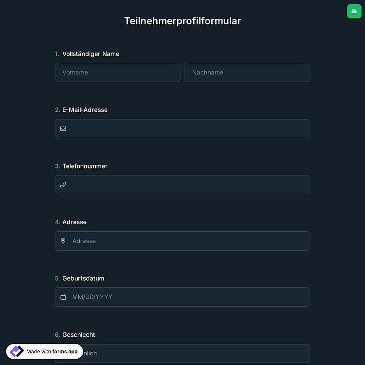 Teilnehmerprofilformular