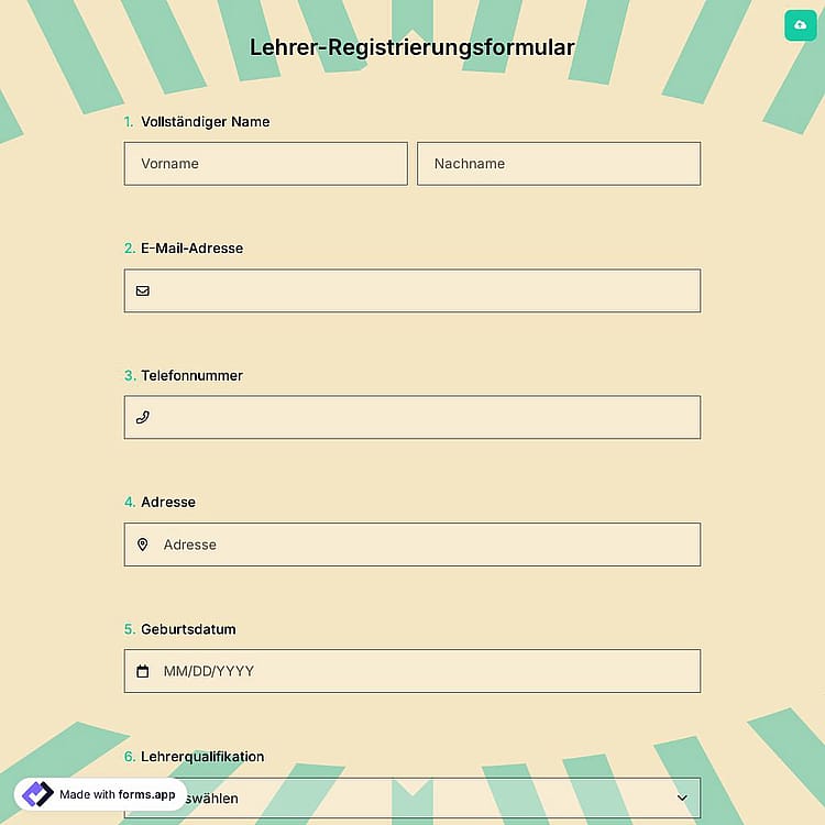 Lehrer-Registrierungsformular