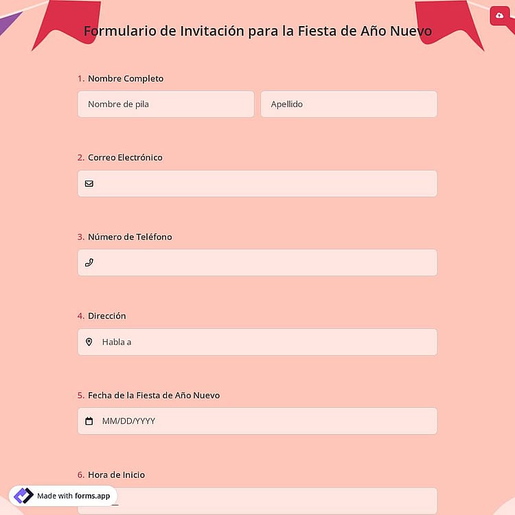 Formulario de Invitación para la Fiesta de Año Nuevo