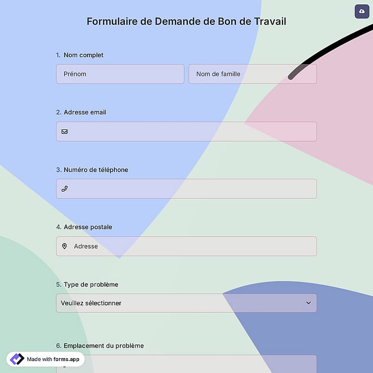 Formulaire de Demande de Bon de Travail