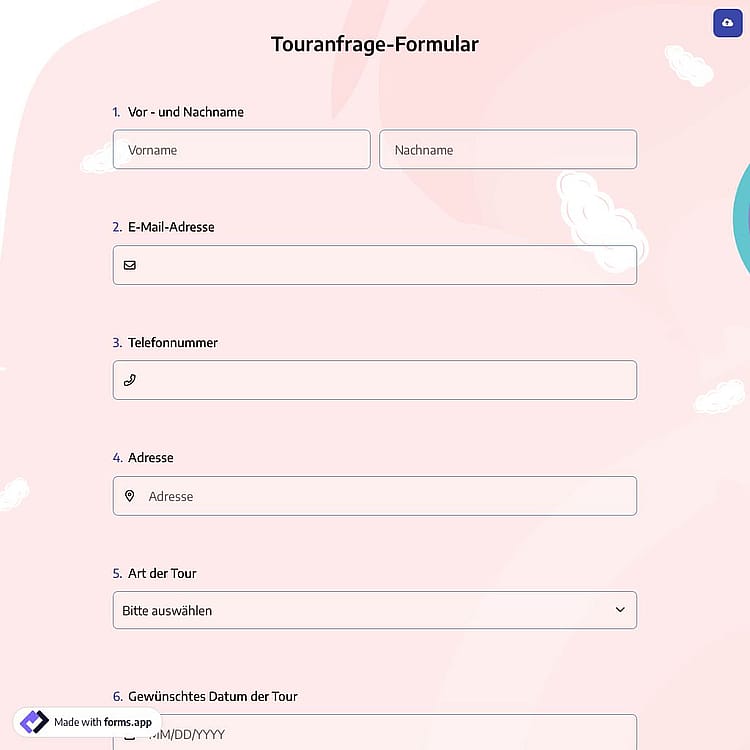 Touranfrage-Formular