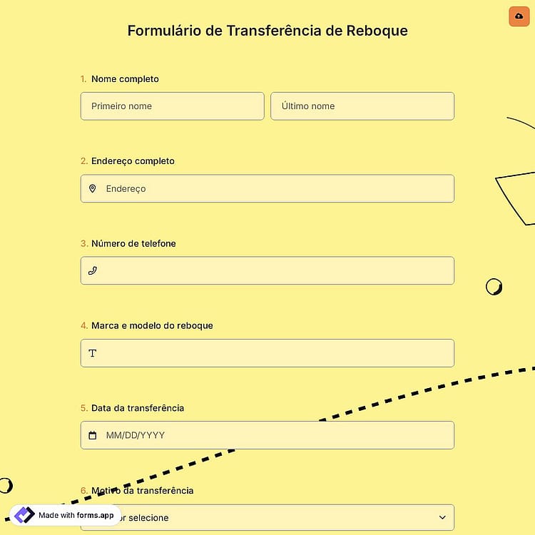 Formulário de Transferência de Reboque