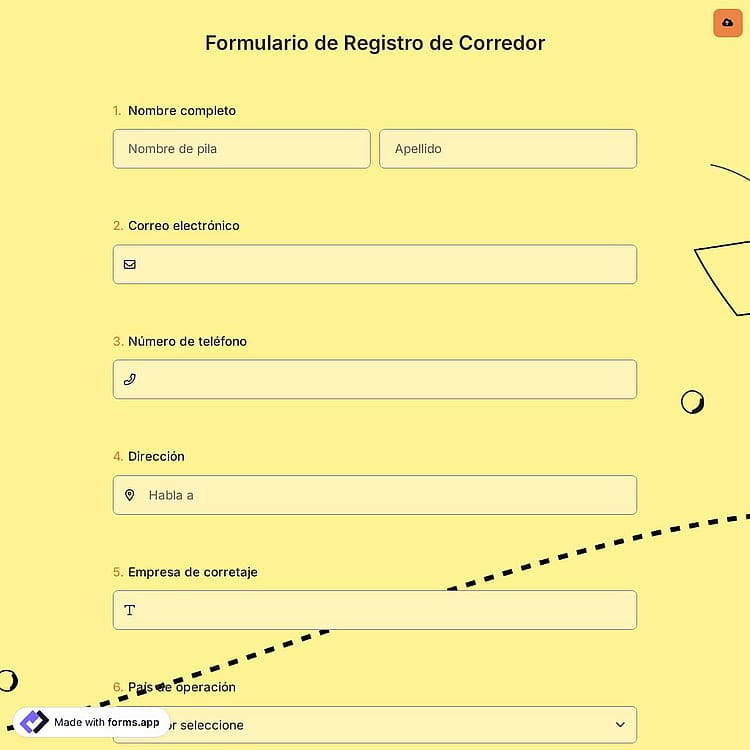 Formulario de Registro de Corredor