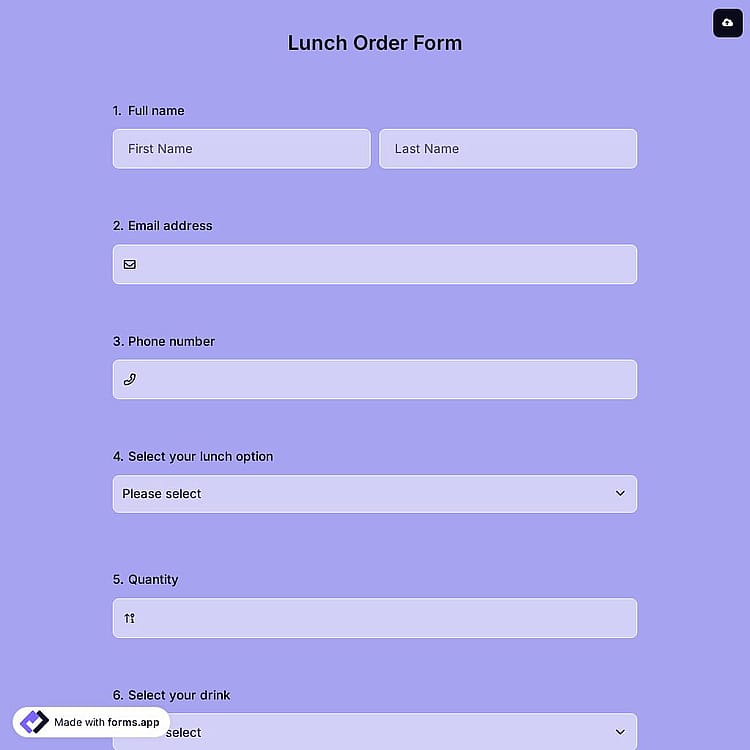 Lunch Order Form