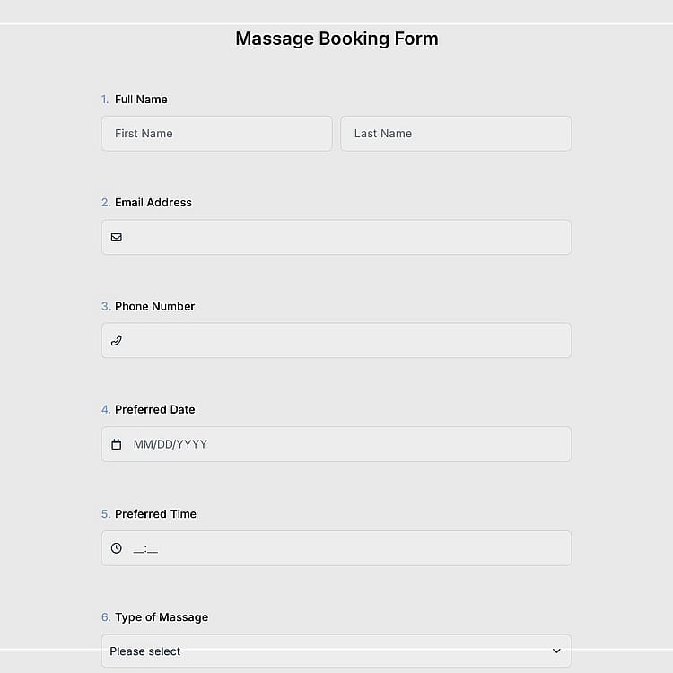 Massage Booking Form