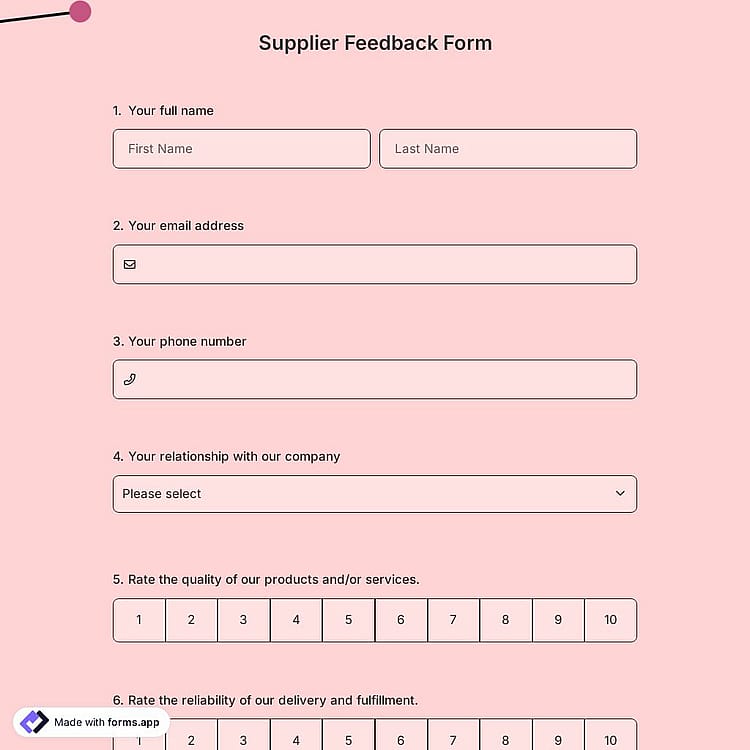 Supplier Feedback Form