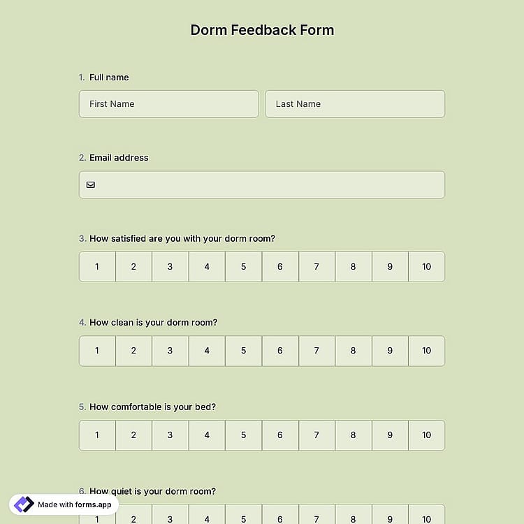 Dorm Feedback Form