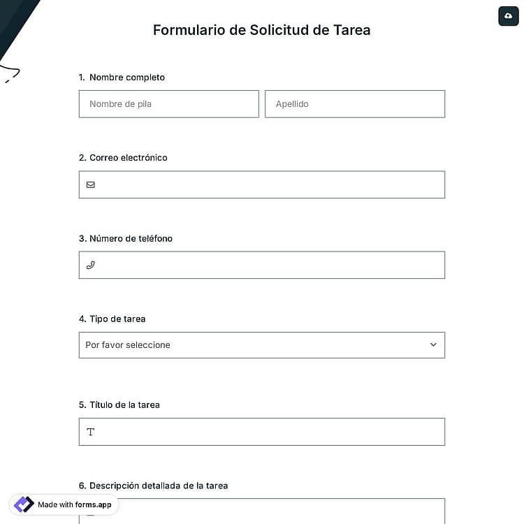 Formulario de Solicitud de Tarea