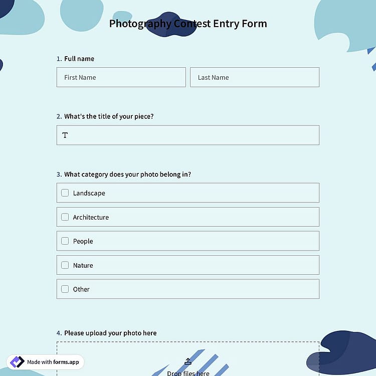 Photography Contest Entry Form