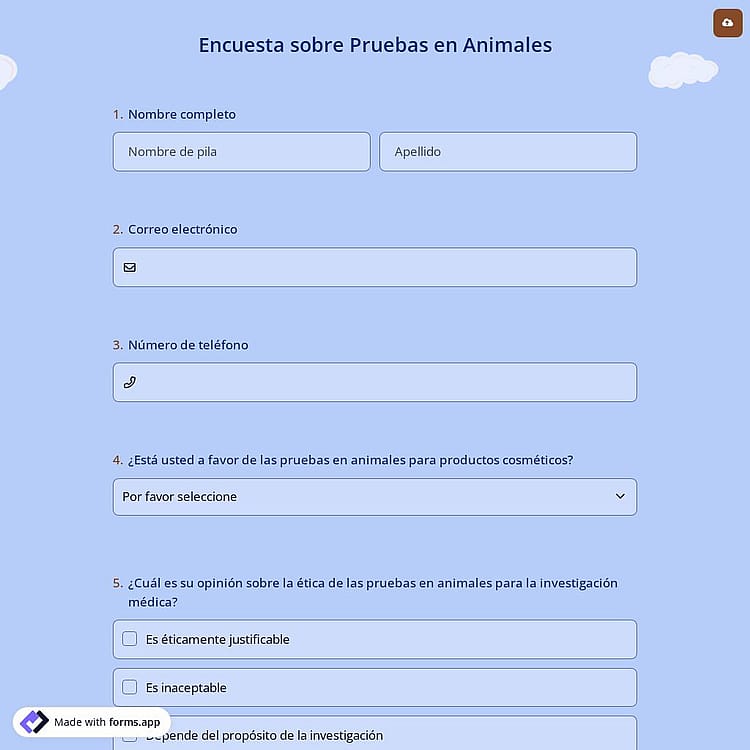 Encuesta sobre Pruebas en Animales