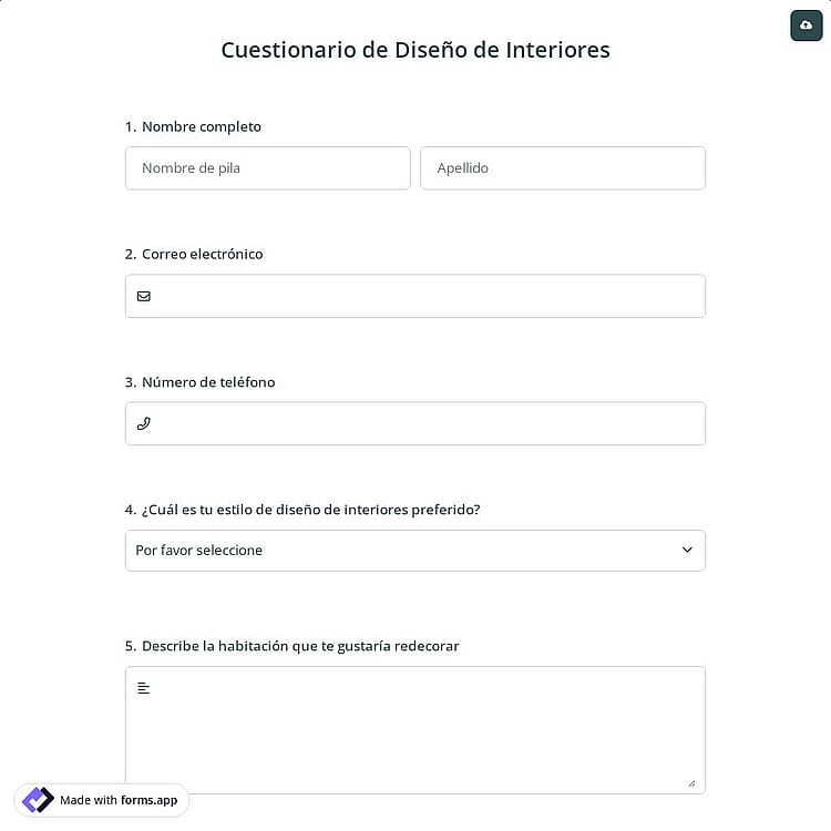 Cuestionario de Diseño de Interiores
