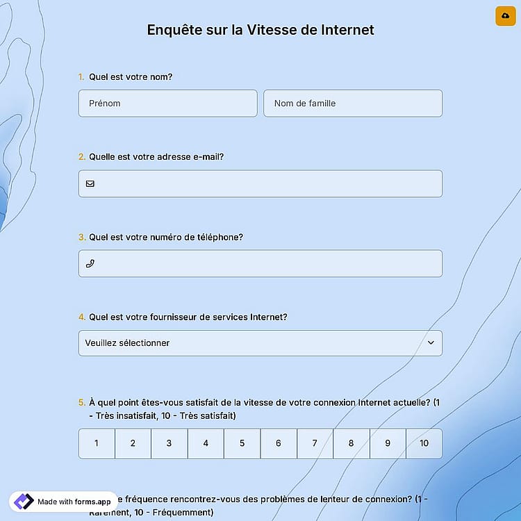 Enquête sur la Vitesse de Internet