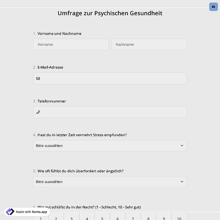 Umfrage zur Psychischen Gesundheit