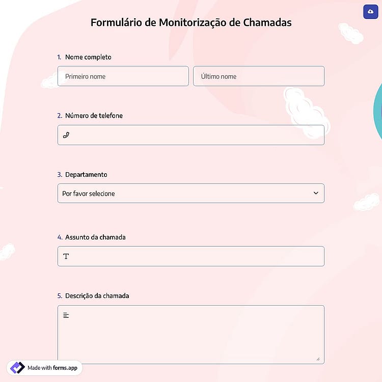 Formulário de Monitorização de Chamadas