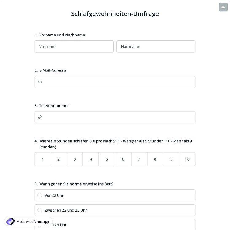 Schlafgewohnheiten-Umfrage