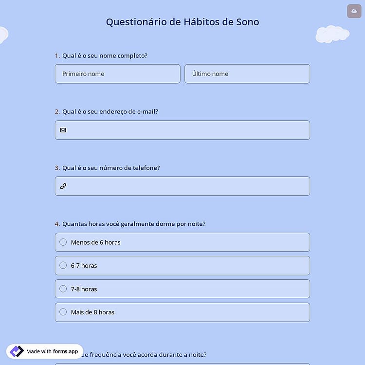 Questionário de Hábitos de Sono