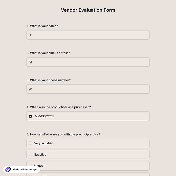 Vendor Evaluation Form