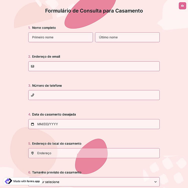 Formulário de Consulta para Casamento