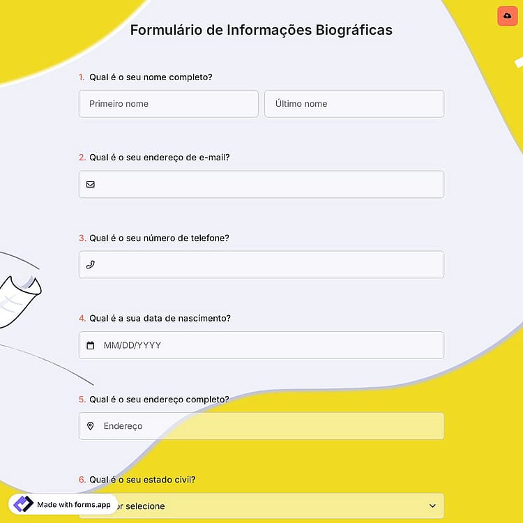 Formulário de Informações Biográficas
