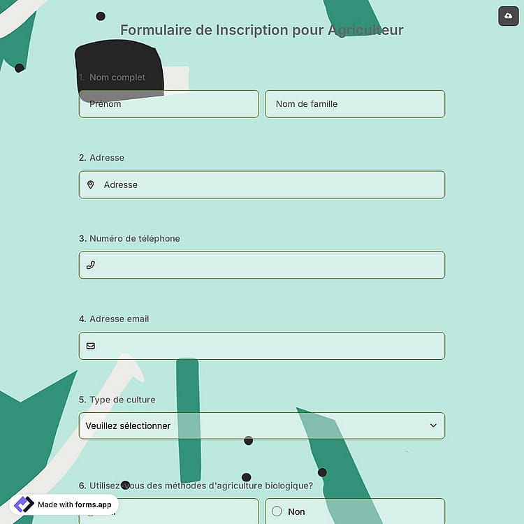 Formulaire de Inscription pour Agriculteur