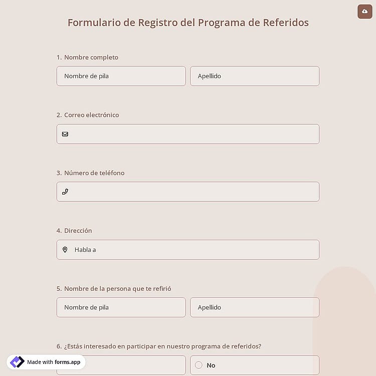Formulario de Registro del Programa de Referidos