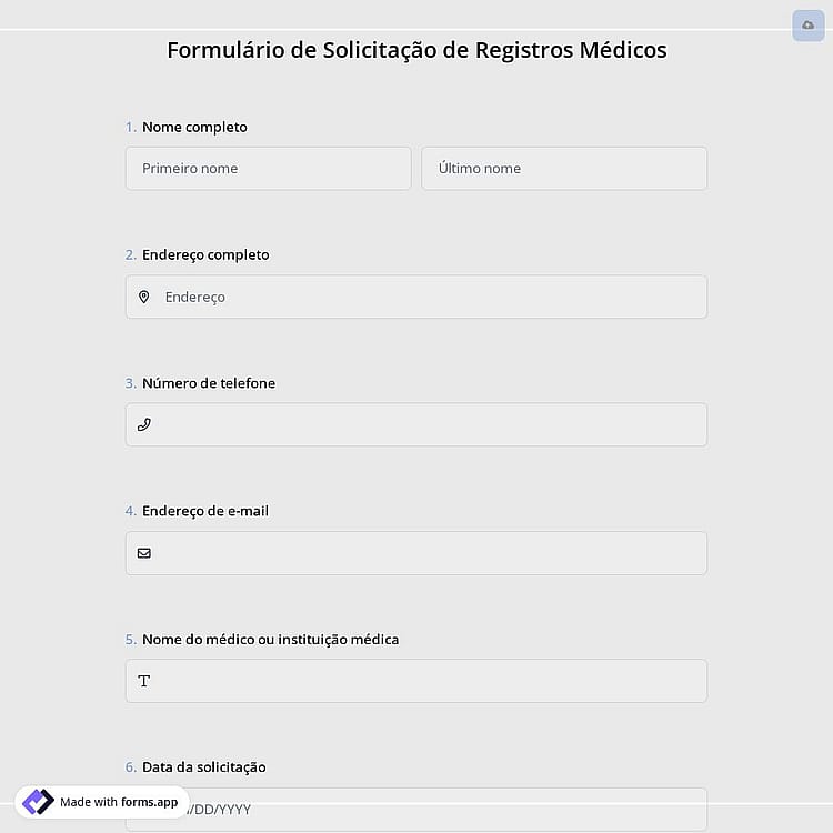 Formulário de Solicitação de Registros Médicos