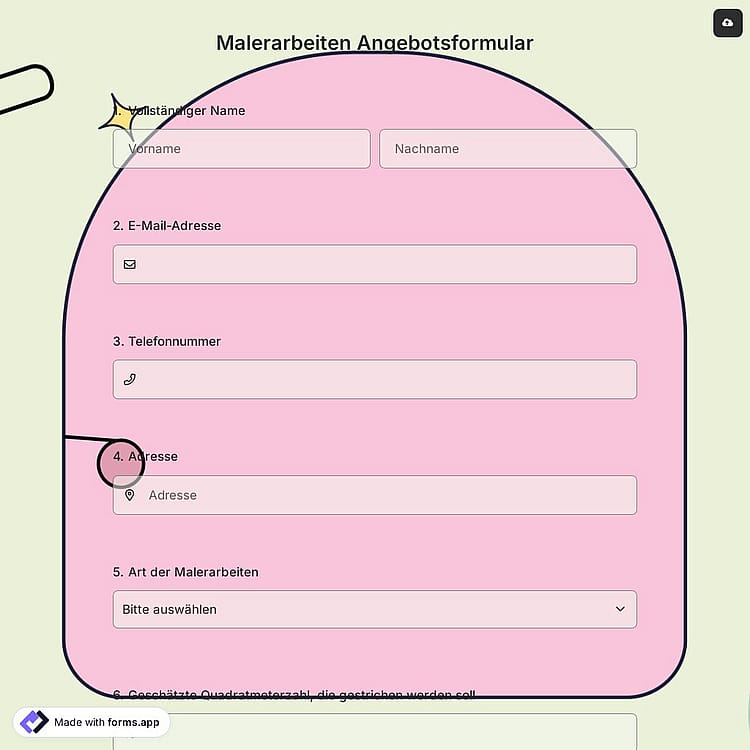 Malerarbeiten Angebotsformular