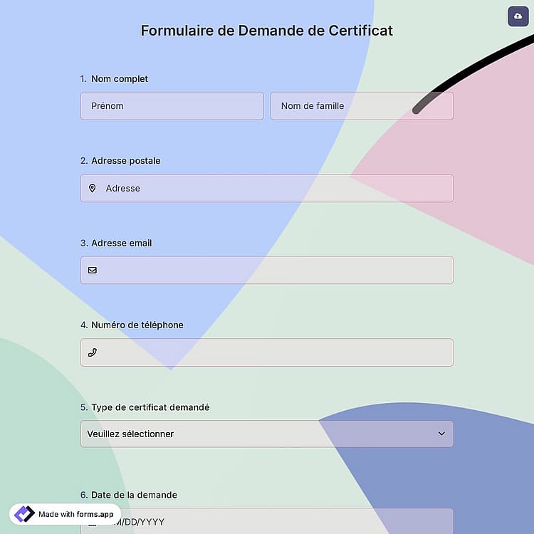 Formulaire de Demande de Certificat